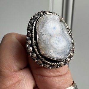 Sterling druzy quartz ring